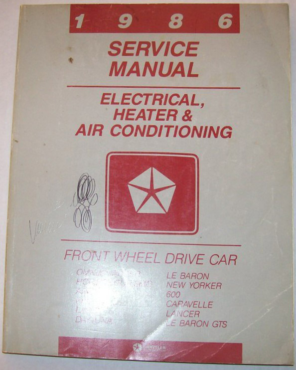 Image for 1986 Service Manual Electrical Heater & Air Conditioning; Front Wheel Drive Car Chryslers